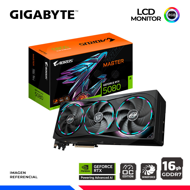 tarjeta de video gigabyte aorus geforce rtx 5080 master 16g, 16gb gddr7, pcie gen 5.0